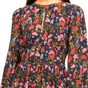 Banana republic floral mini dress with keyhole